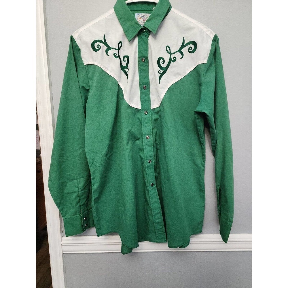 Vintage Ely Country Charmers Western Snap Women's Rodeo Shirt Large GREEN - Picture 6 of 8